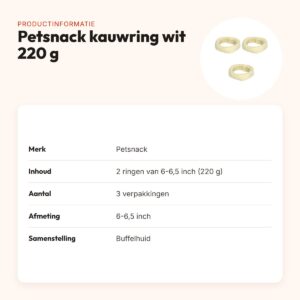 Petsnack kauwsnack ring wit 220 g buffelhuid – multipack 3 x 2 stuks – productinformatie