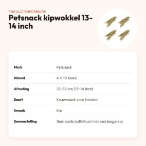 Petsnack kipwokkel 13-14 inch buffelhuid – multipack 4 x 10 stuks – productinformatie