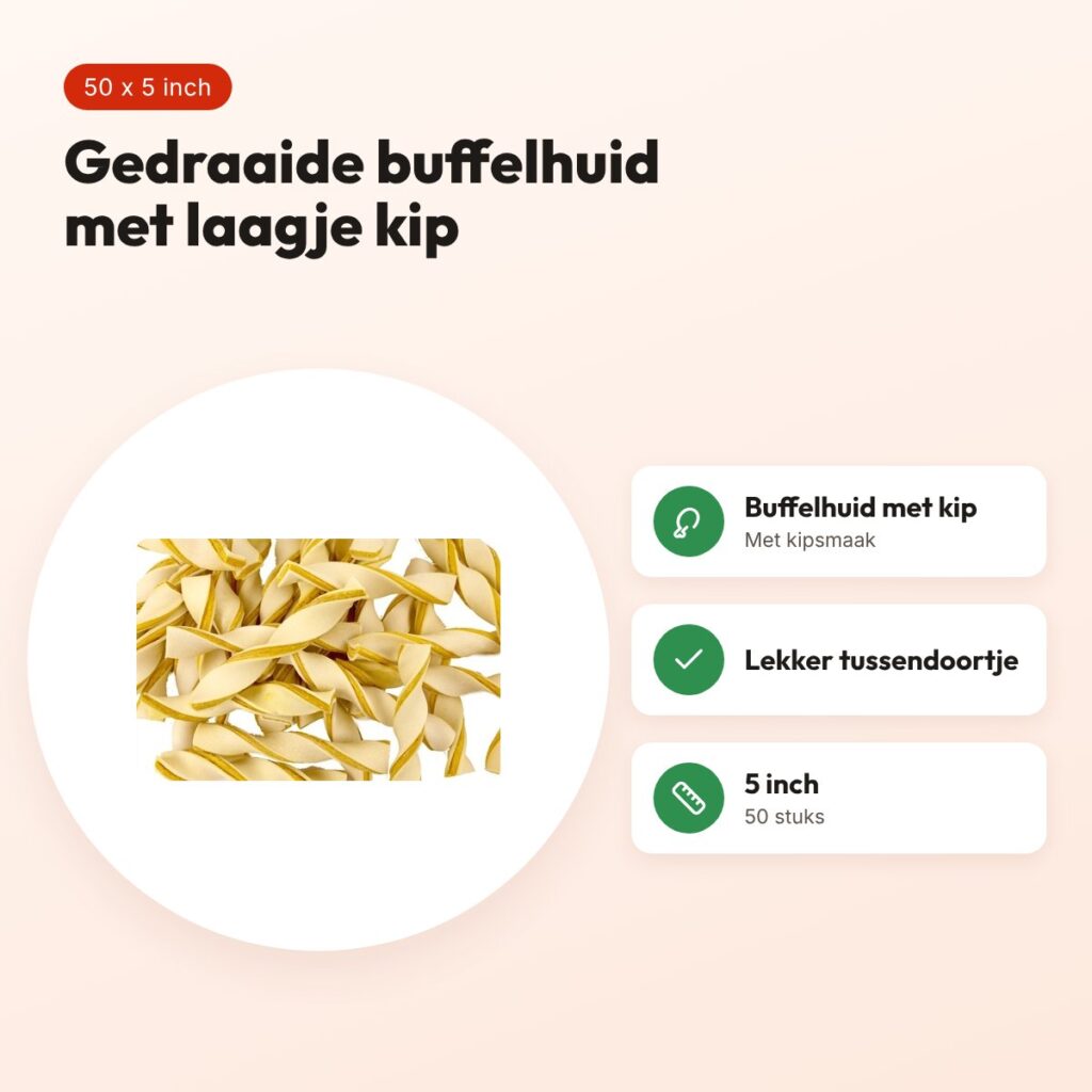 Petsnack kipwokkel 5 inch – buffelhuid met kip, 50 stuks – voordelen
