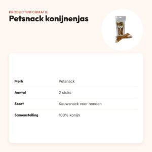Petsnack konijnenjas 2 stuks – kauwsnack van konijnenhuid met haar – productinformatie