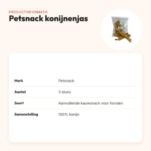 Petsnack konijnenjas 3 stuks – hondensnack van 100% konijn – productinformatie