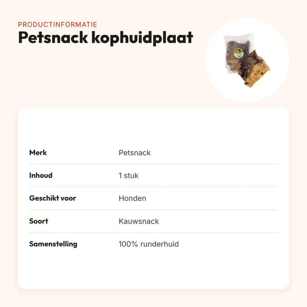 Petsnack kophuidplaat 1 stuk – kauwsnack van runderhuid – productinformatie