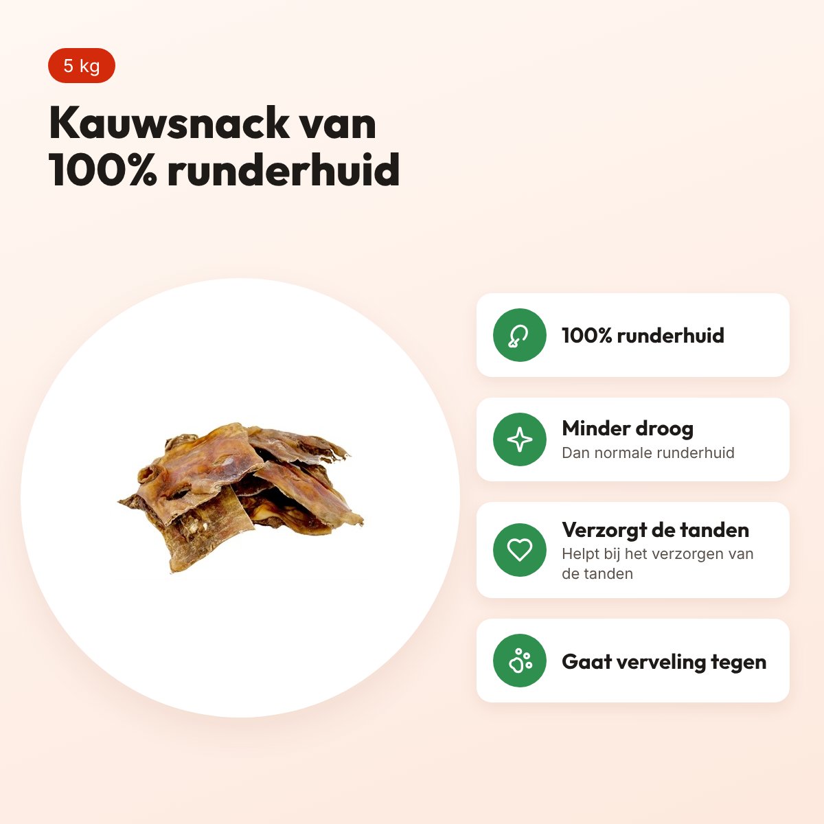 Petsnack kophuidplaat 5 kg – kauwsnack van runderhuid – voordelen