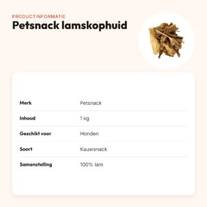 Petsnack lamskophuid 1 kg – kauwsnack voor honden – productinformatie