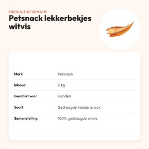 Petsnack lekkerbekjes witvis 2 kg – gedroogde hondensnack – productinformatie