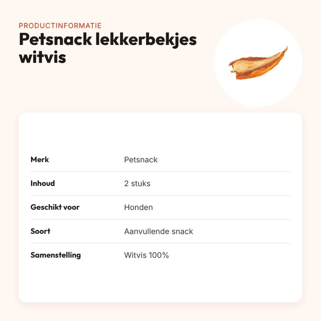 Petsnack lekkerbekjes witvis 2 stuks – hondensnack – productinformatie