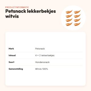 Petsnack lekkerbekjes witvis 2 stuks – hondensnack, multipack 4 x 2 stuks – productinformatie