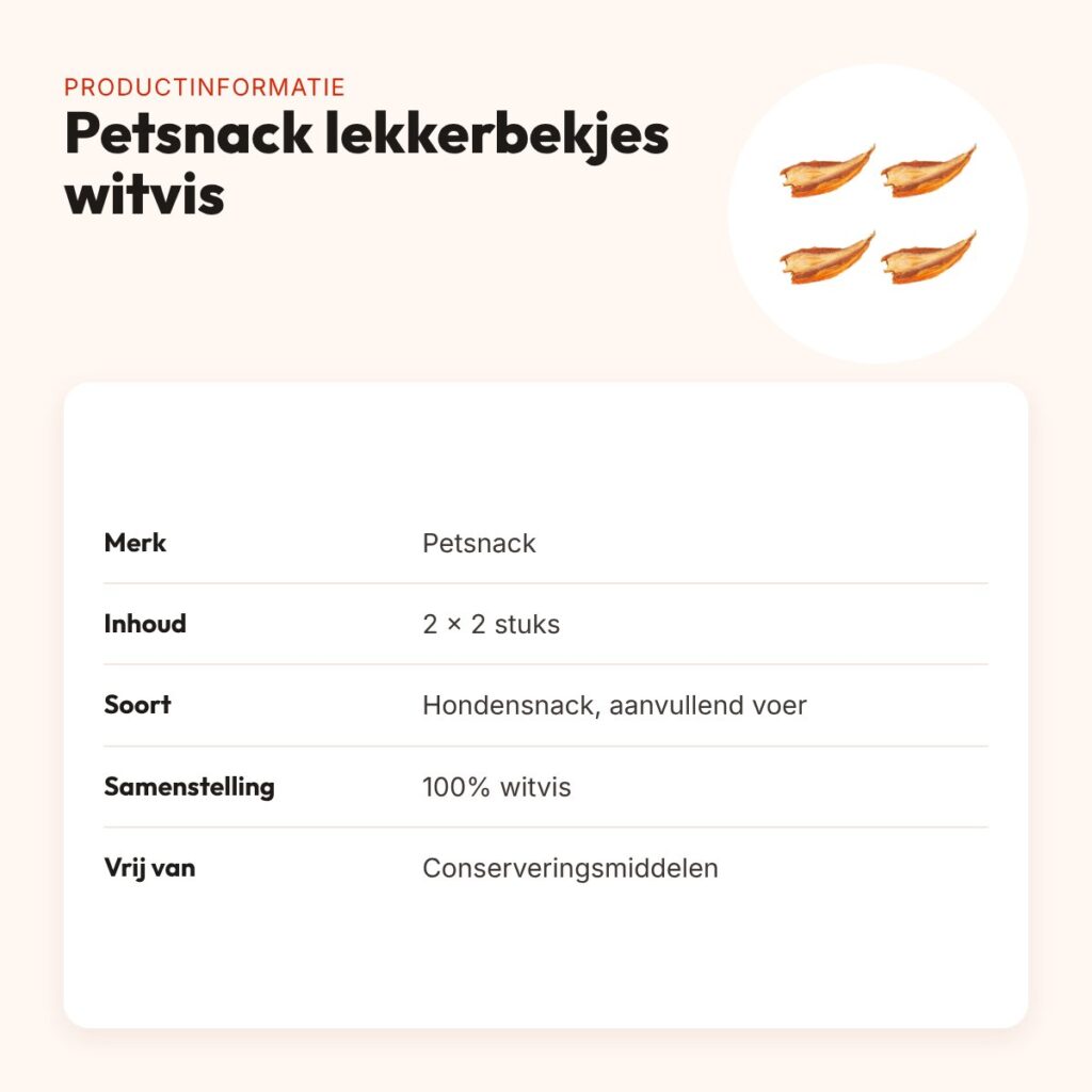 Petsnack lekkerbekjes witvis hondensnack 2 stuks – multipack 2 x 2 stuks – productinformatie