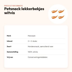 Petsnack lekkerbekjes witvis hondensnack 2 stuks – multipack 2 x 2 stuks – productinformatie