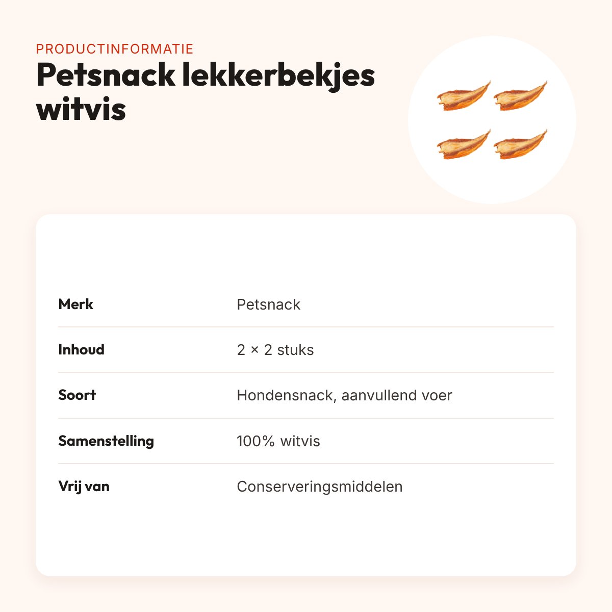 Petsnack lekkerbekjes witvis hondensnack 2 stuks – multipack 2 x 2 stuks – productinformatie
