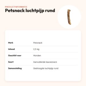 Petsnack luchtpijp rund 2,5 kg – gedroogde kauwsnack voor honden – productinformatie
