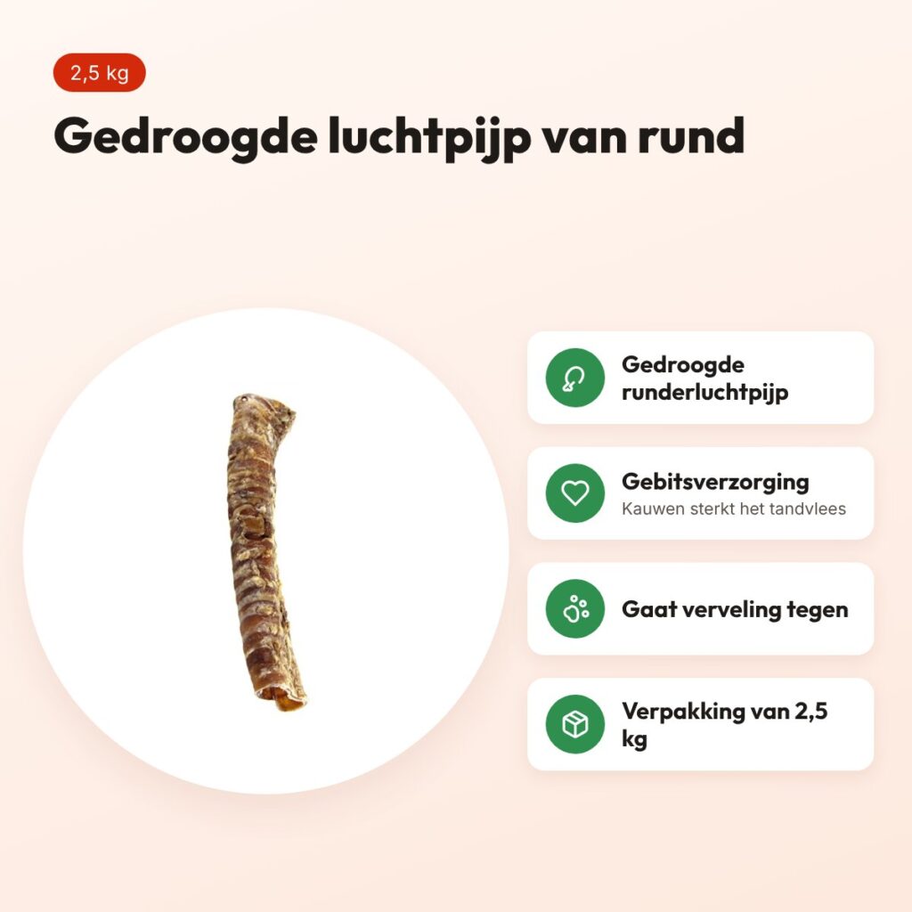 Petsnack luchtpijp rund 2,5 kg – gedroogde kauwsnack voor honden – voordelen