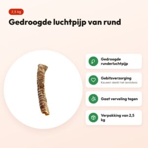 Petsnack luchtpijp rund 2,5 kg – gedroogde kauwsnack voor honden – voordelen