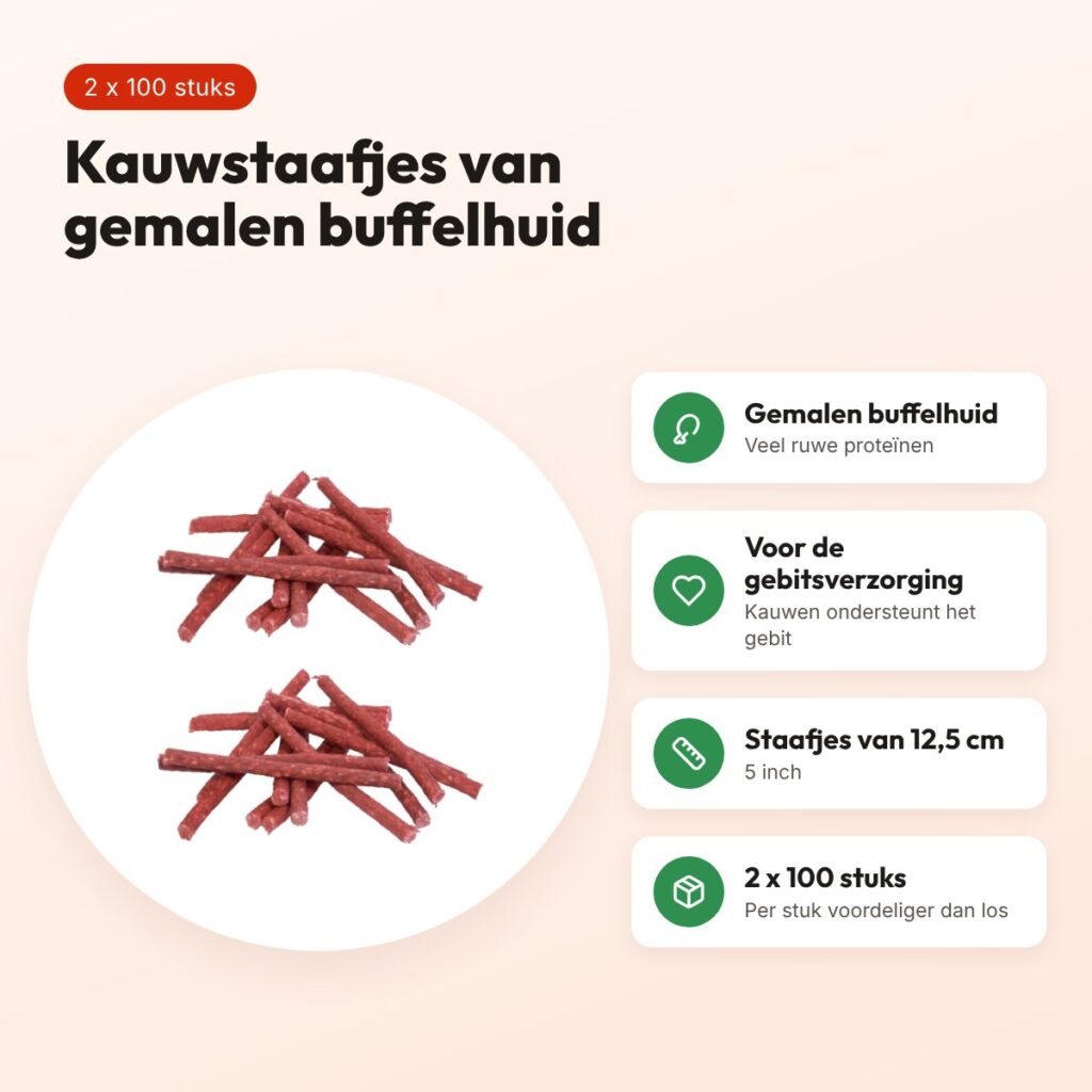 Petsnack Munchy Rood kauwstaafjes 12,5 cm – multipack 2 x 100 stuks – voordelen