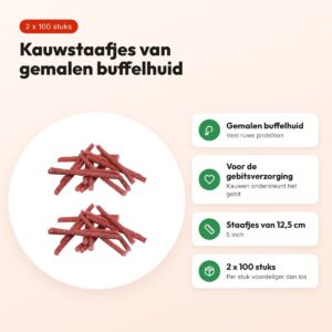 Petsnack Munchy Rood kauwstaafjes 12,5 cm – multipack 2 x 100 stuks – voordelen