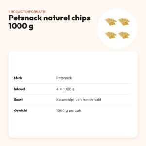 Petsnack naturel chips runderhuid 1000 g – multipack 4 stuks – productinformatie