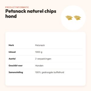 Petsnack naturel chips runderhuid hond 1000 g – multipack 2 stuks – productinformatie