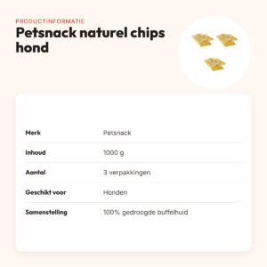 Petsnack naturel chips runderhuid hond 1000 g – multipack 3 stuks – productinformatie