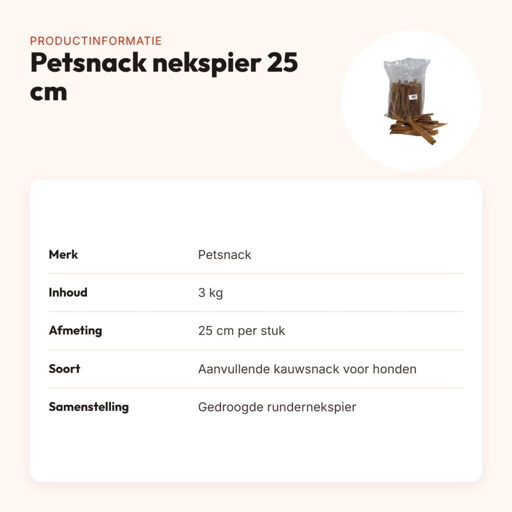 Petsnack nekspier 25 cm 3 kg – kauwsnack van rundernekspier – productinformatie