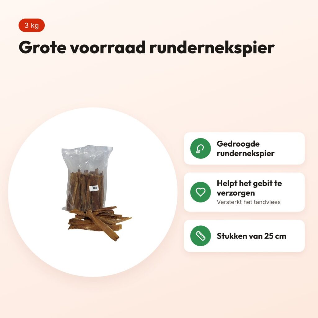 Petsnack nekspier 25 cm 3 kg – kauwsnack van rundernekspier – voordelen