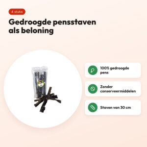 Petsnack pens 30 cm 4 stuks – gedroogde pensstaven voor honden – voordelen