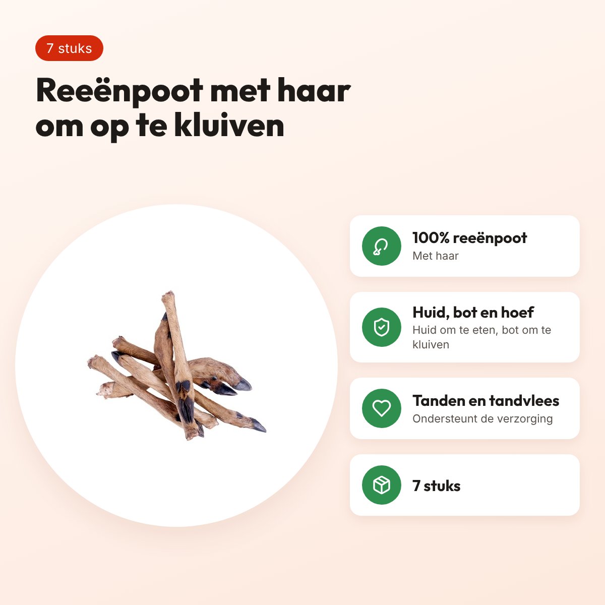 Petsnack reeënpoot met haar 7 stuks – kluifsnack voor honden – voordelen