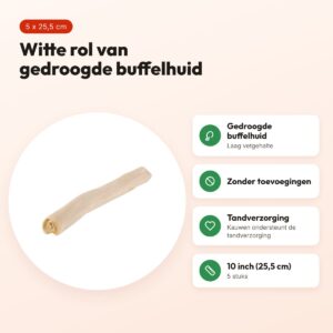Petsnack rol wit 10 inch (25,5 cm) – buffelhuid, 5 stuks – voordelen