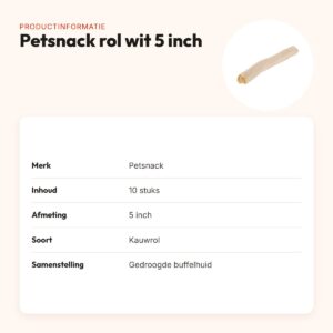 Petsnack rol wit 5 inch – buffelhuid, 10 stuks – productinformatie