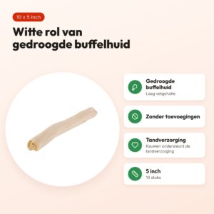 Petsnack rol wit 5 inch – buffelhuid, 10 stuks – voordelen