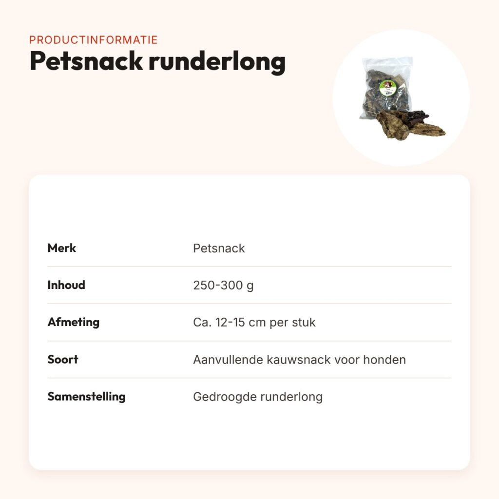 Petsnack runderlong 12-15 cm 250-300 g – kauwsnack voor honden – productinformatie