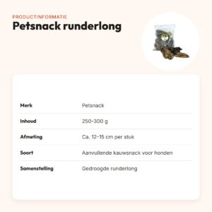Petsnack runderlong 12-15 cm 250-300 g – kauwsnack voor honden – productinformatie
