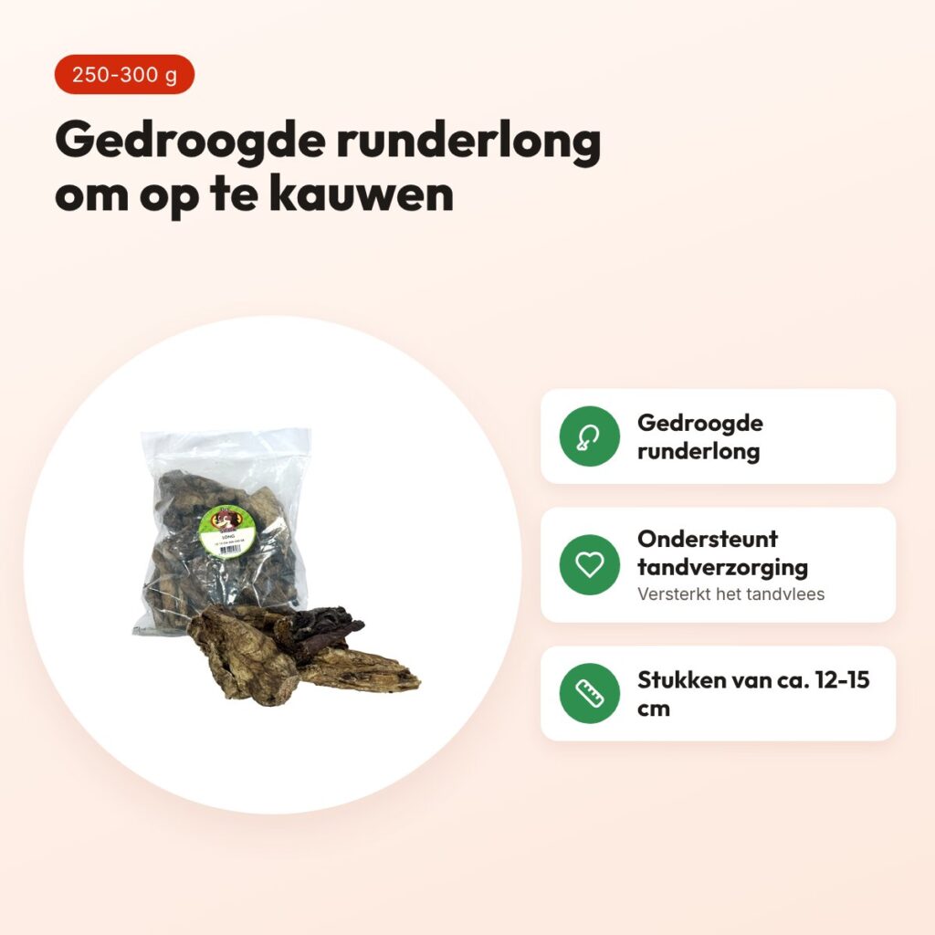 Petsnack runderlong 12-15 cm 250-300 g – kauwsnack voor honden – voordelen