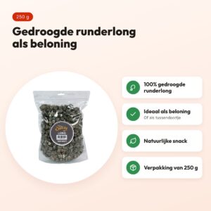 Petsnack runderlong gedroogd 250 g – hondenbeloning – voordelen