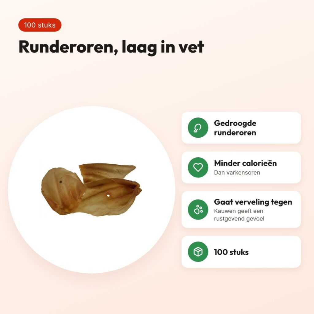 Petsnack runderoren 100 stuks – kauwsnack voor honden – voordelen