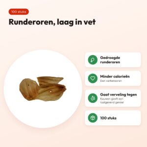 Petsnack runderoren 100 stuks – kauwsnack voor honden – voordelen