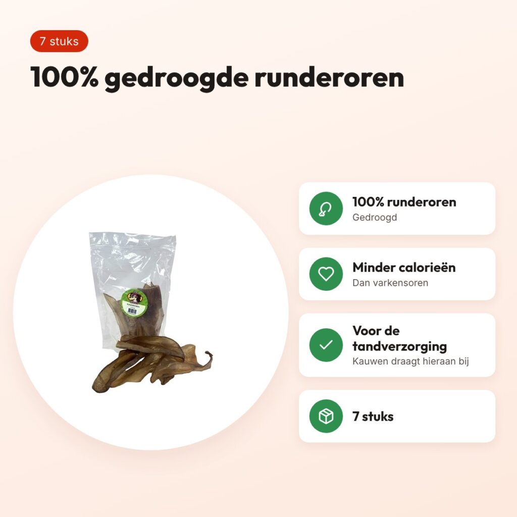 Petsnack runderoren 7 stuks – kauwsnack voor honden – voordelen