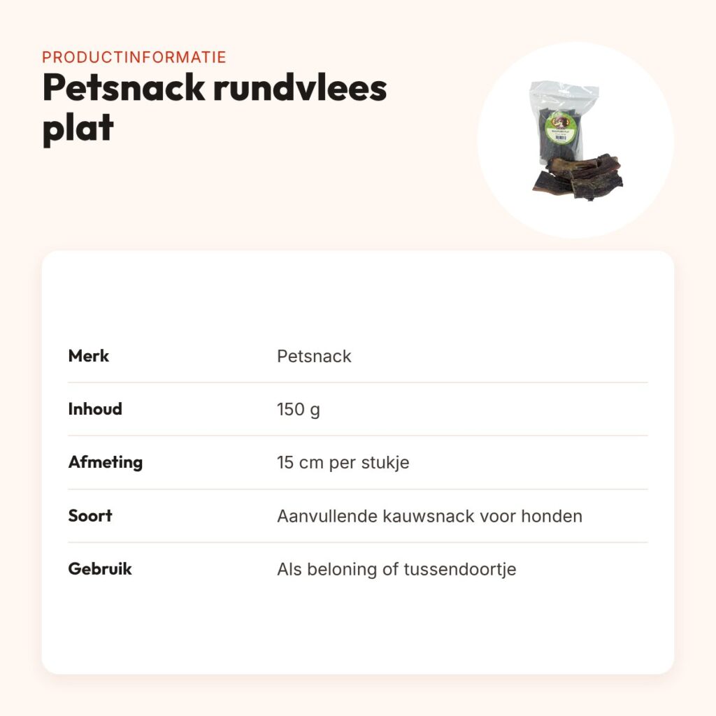 Petsnack rundvlees plat 15 cm 150 g – gedroogde strips hond – productinformatie