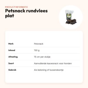 Petsnack rundvlees plat 15 cm 150 g – gedroogde strips hond – productinformatie