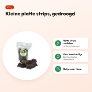 Petsnack rundvlees plat 15 cm 150 g – gedroogde strips hond – voordelen