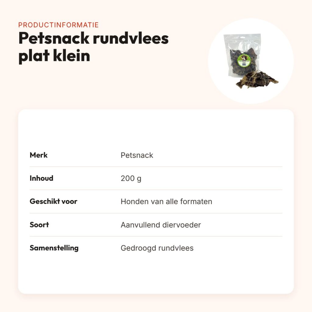 Petsnack rundvlees plat kleine stukjes 200 g – hondensnack – productinformatie