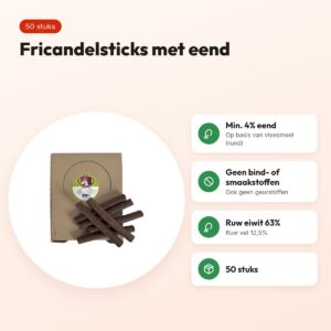 Petsnack sticks fricandel eend hondenkauwsnack 50 stuks – voordelen