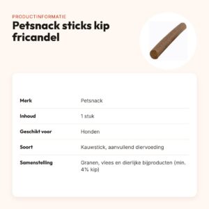 Petsnack sticks kip fricandel hondenkauwstick – 1 stuk – productinformatie