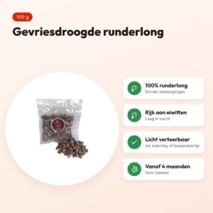 Petsnack Superdry long 100 g – gevriesdroogde runderlong – voordelen