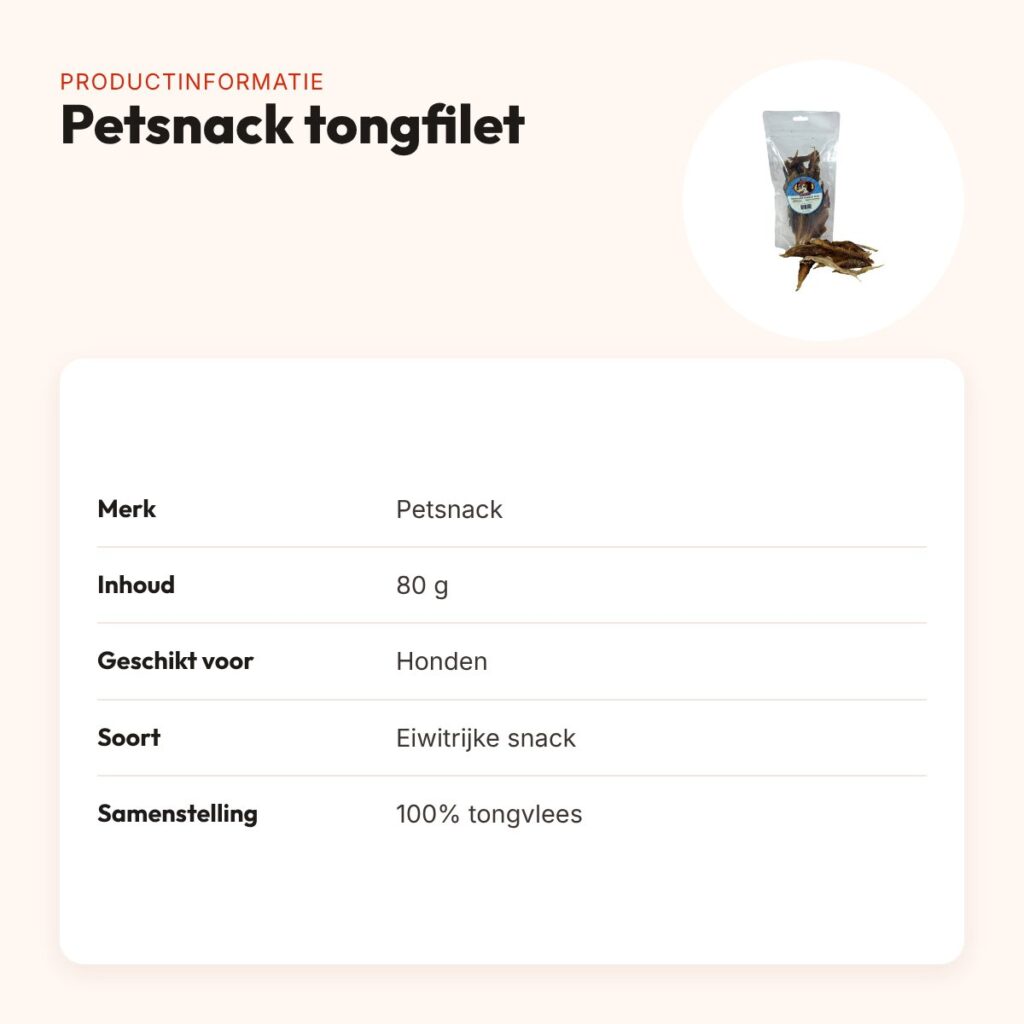 Petsnack tongfilet 80 g – eiwitrijke hondensnack – productinformatie
