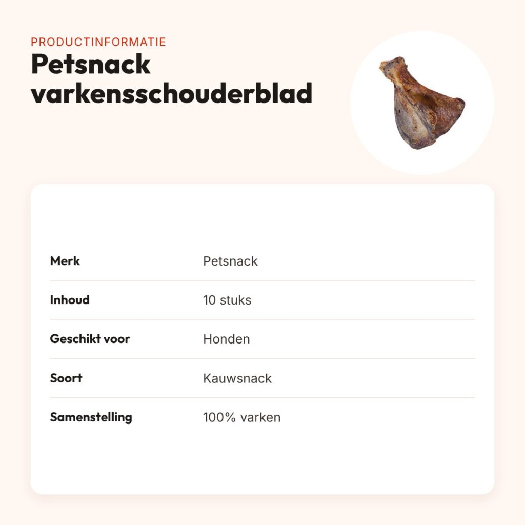 Petsnack varkensschouderblad kauwsnack – 100% varken, 10 stuks – productinformatie