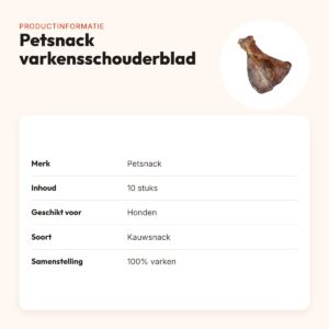 Petsnack varkensschouderblad kauwsnack – 100% varken, 10 stuks – productinformatie