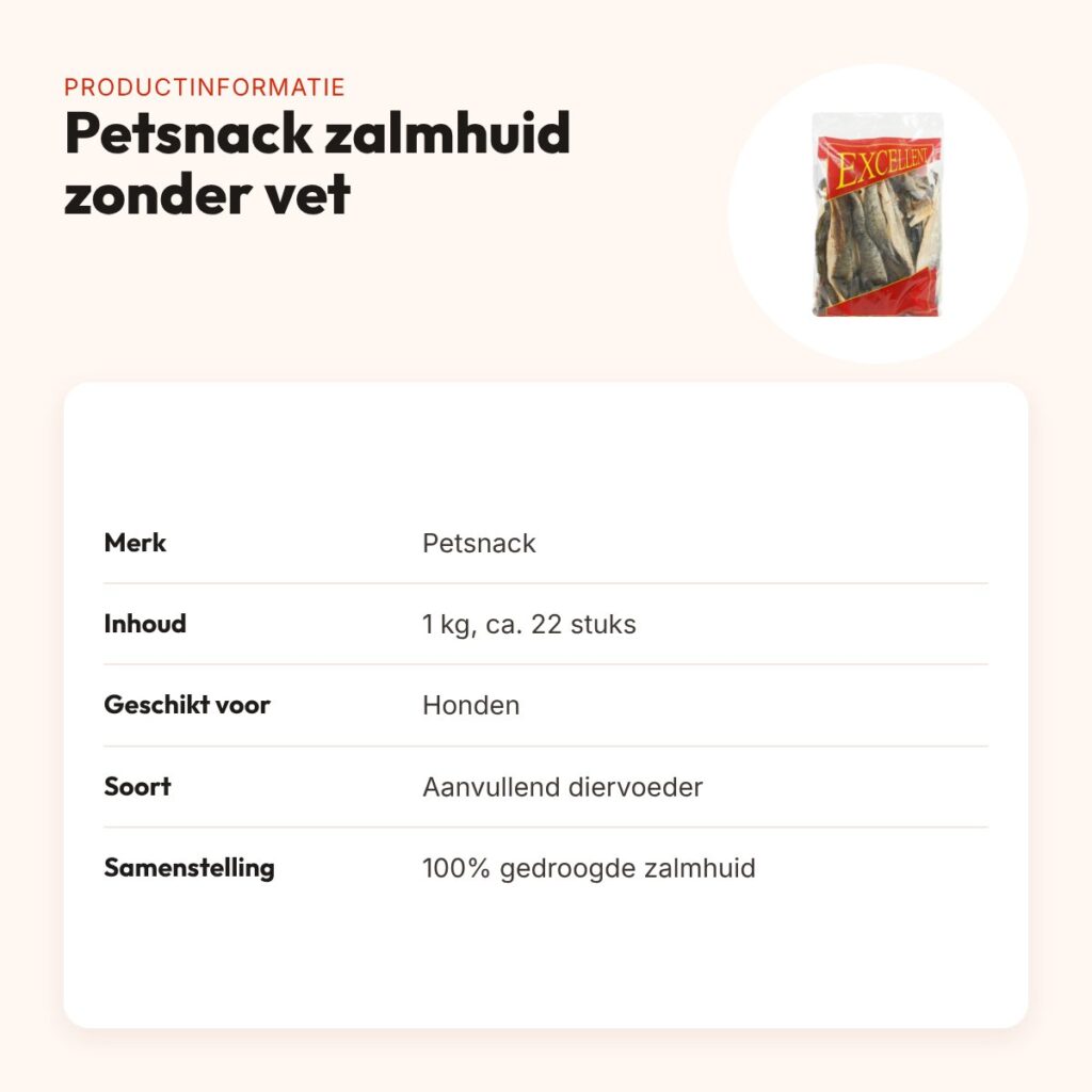 Petsnack zalmhuid zonder vet 1 kg – gedroogde hondensnack – productinformatie