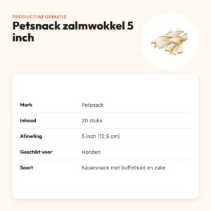 Petsnack zalmwokkel 5 inch (12,5 cm) – buffelhuid met zalm, 20 stuks – productinformatie