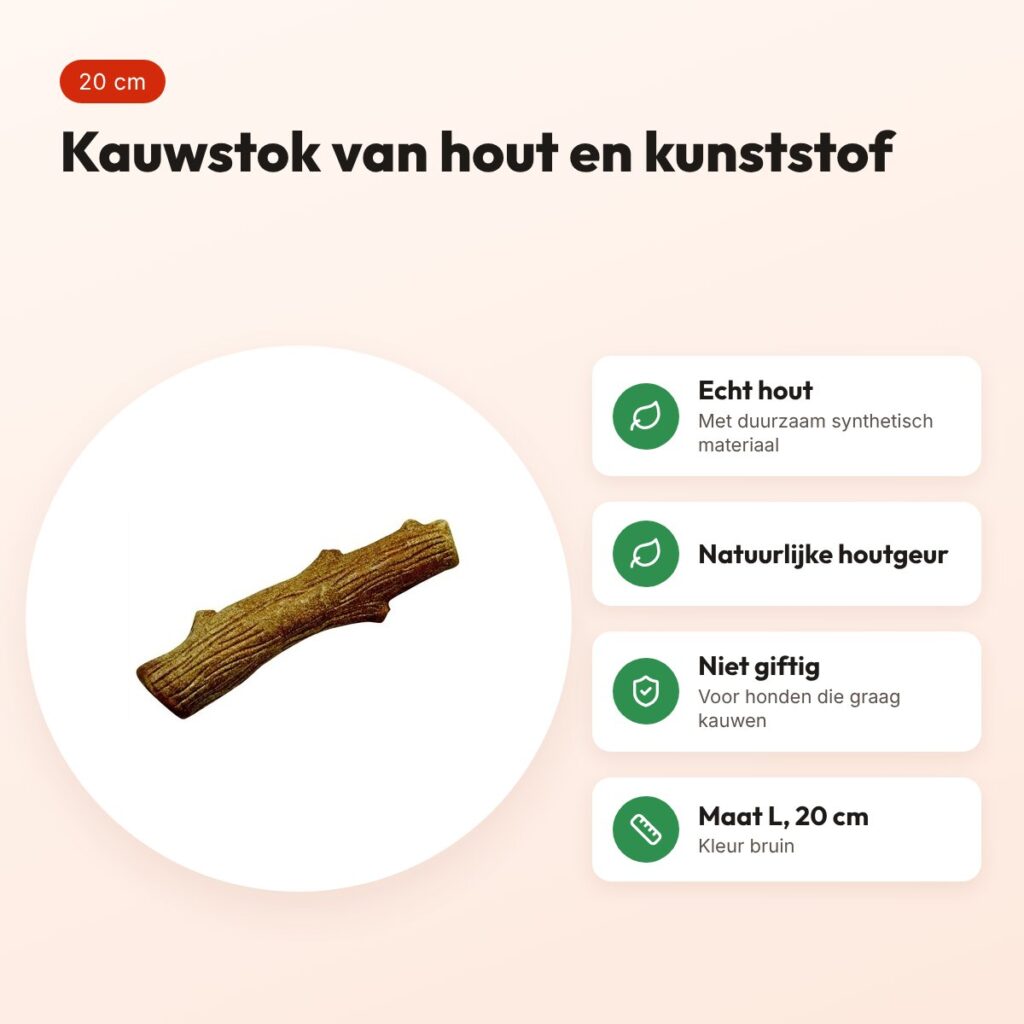 Petstages Dogwood Durable Stick L bruin 20 cm – hondenspeelgoed – voordelen
