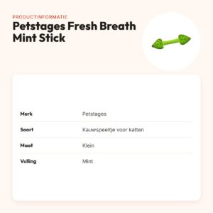 Petstages Fresh Breath Mint Stick kauwspeeltje kat – klein – productinformatie